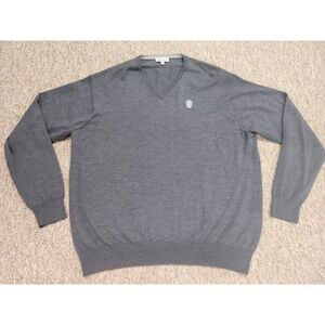 Peter Millar Sweater Mens 2XL Grey Merino Wool Silk Blend V Neck South Hill Golf